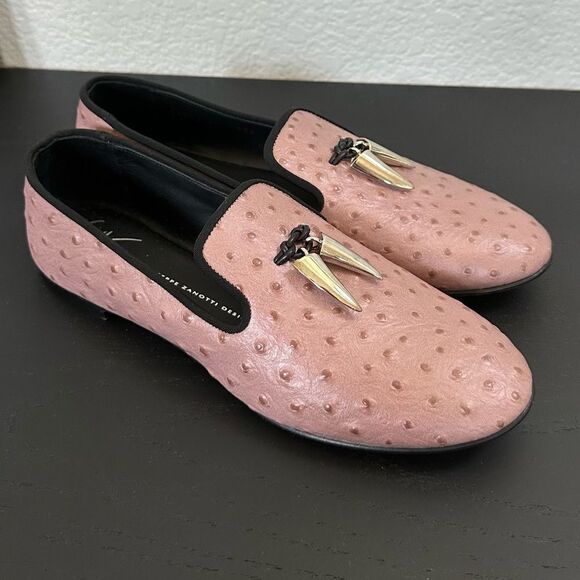 Giuseppe Zanotti Ostrich Textured Leather Slip On Stylish Loafer - Picture 11 of 13